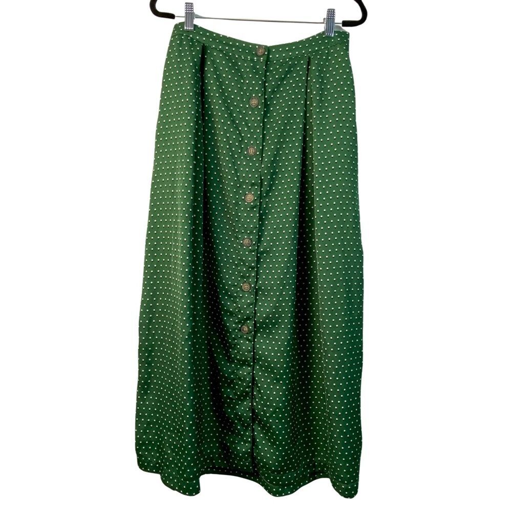 Who What Wear Green Maxi Skirt Polka Dot Prairie Cottagecore Size 6